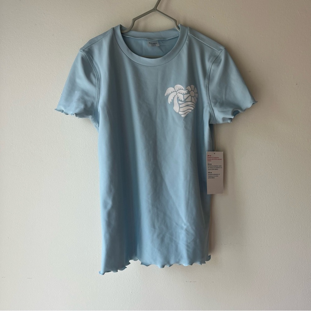 🌼 5/$20 Old Navy Girls Blue Rash Guard Swim Shirt L (10–12) | UPF 40 Summer